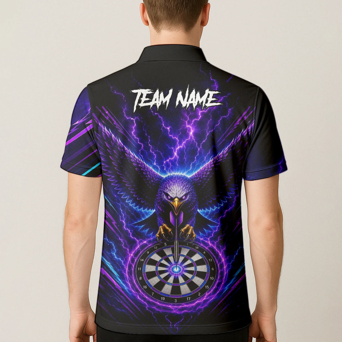 Personalised Purple Lightning Eagle Darts Polo Shirt For Men U478