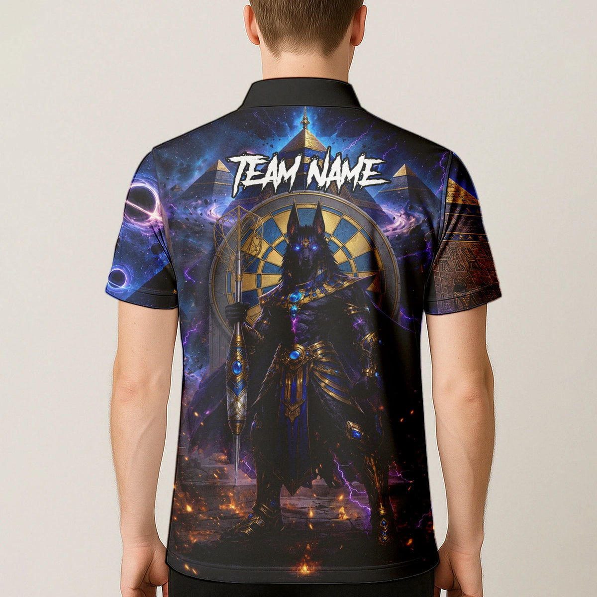 Personalised Blue Gold & Black Anubis Darts Shirt For Men N118