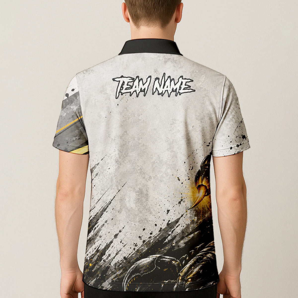 Personalised White Black Gold Scorpion Darts Shirt For Men S226