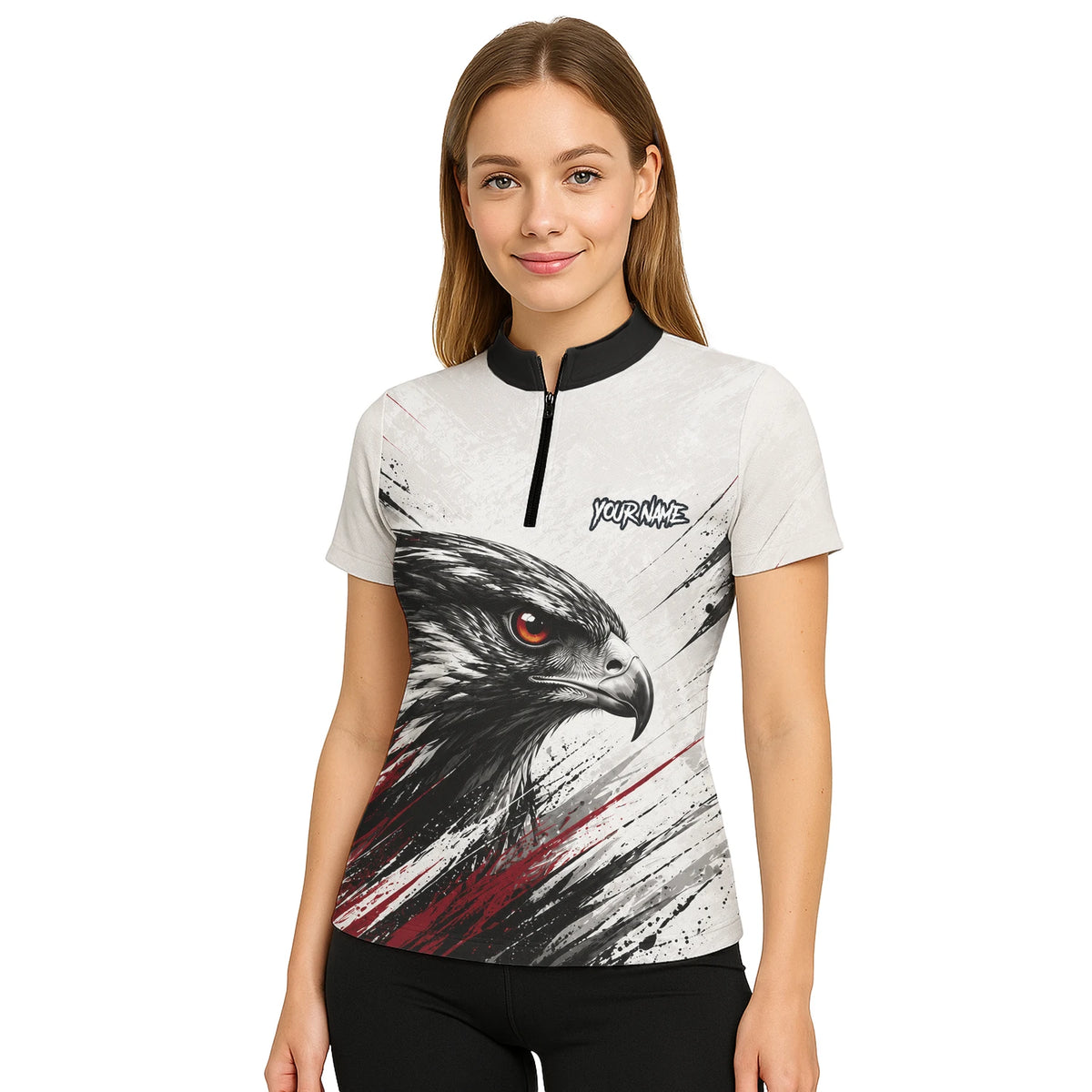 Personalised White Black Red Eagle Darts Shirt For Women Z577