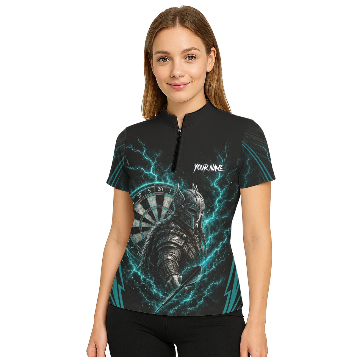 Personalised Teal Lightning Viking Darts Polo Shirt For Women O328