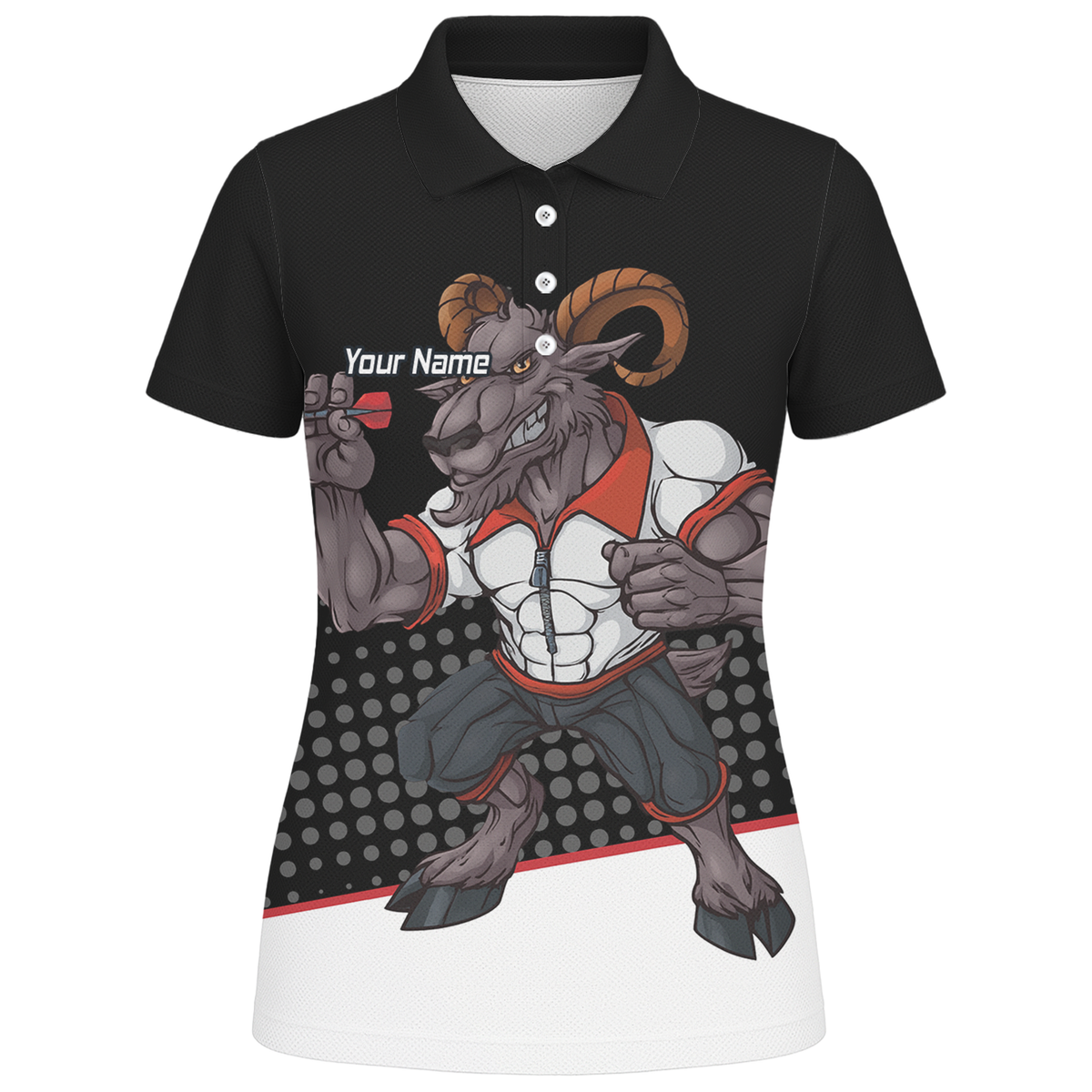 Personalised Ram Darts Polo Shirt Black White Red for Men P4998 additional image 1