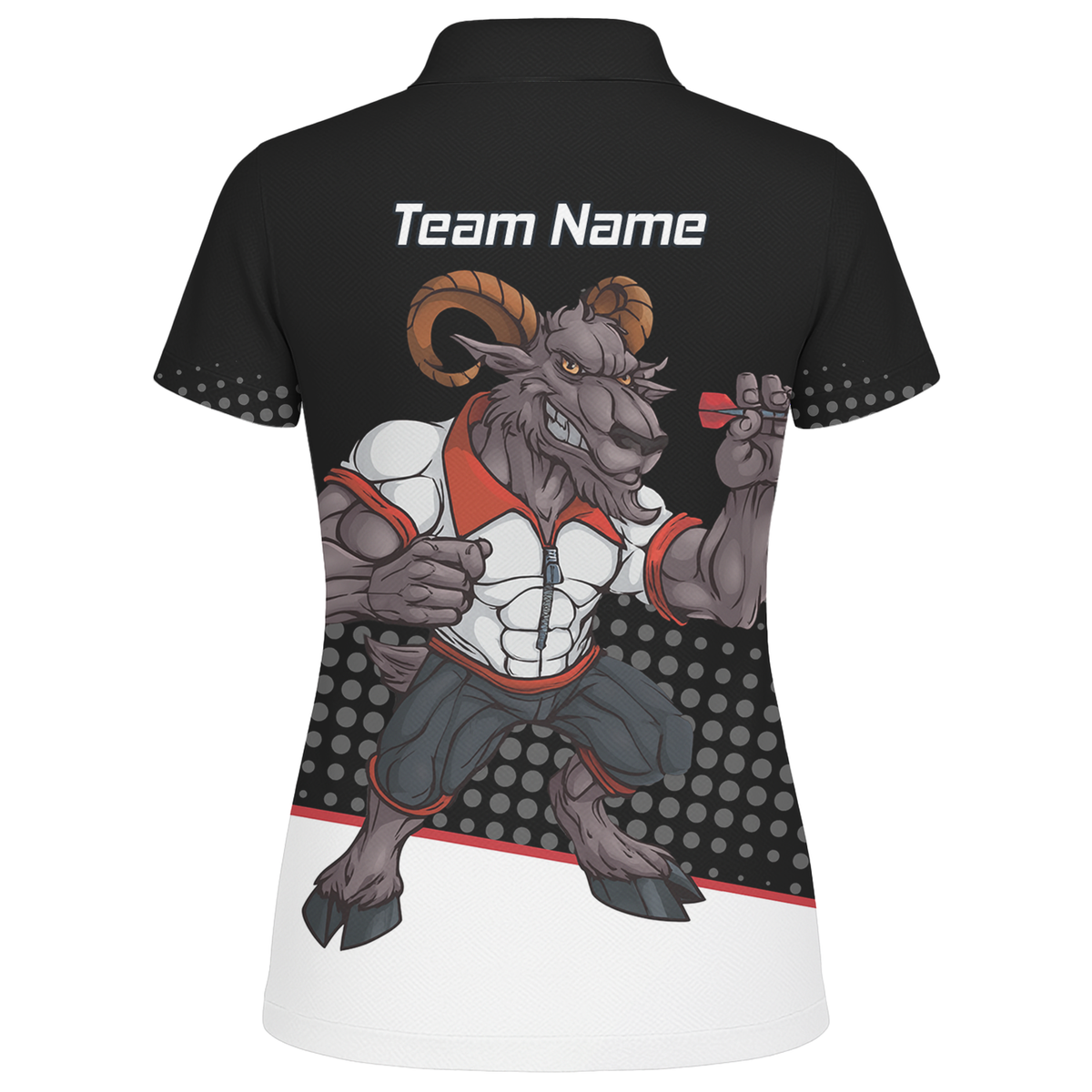 Personalised Ram Darts Polo Shirt Black White Red for Men P4998 additional image 2