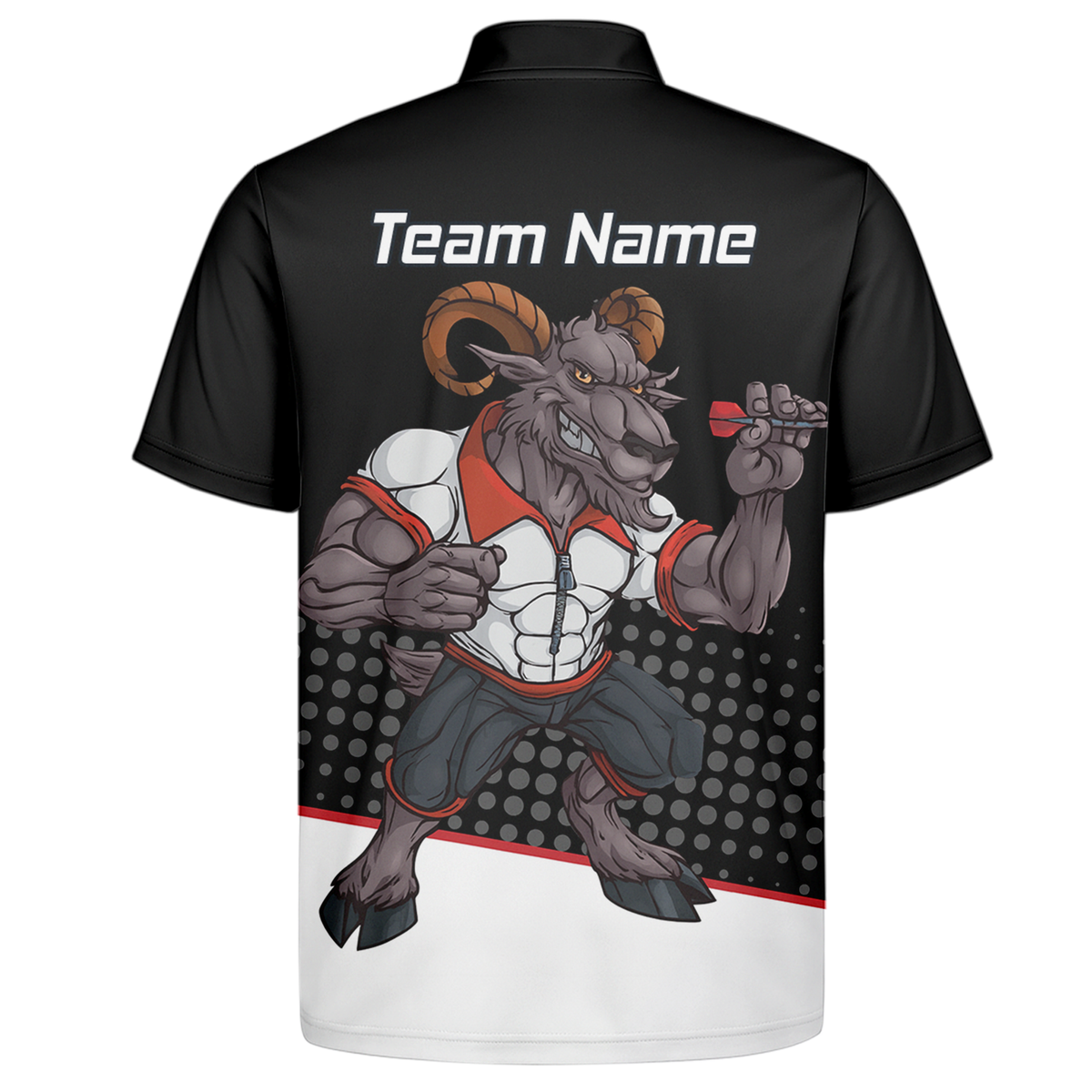 Personalised Ram Darts Polo Shirt Black White Red for Men P4998 additional image 7