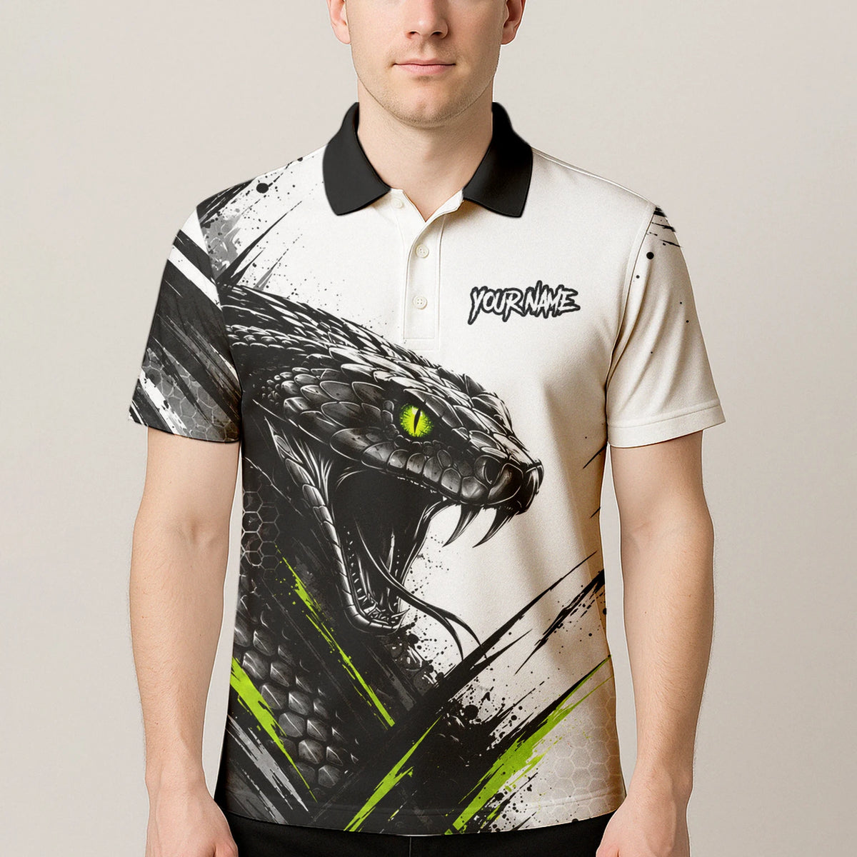 Personalised White Black Green Cobra Darts Shirt For Men I051