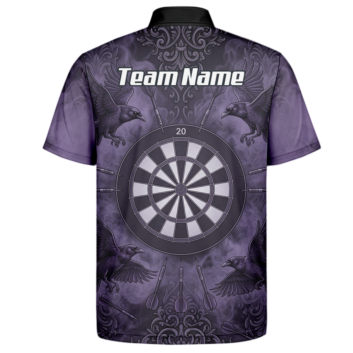 Personalised Raven Dart Jersey for Men Purple Black Smoke Design Custom Darts Polo Shirt A3714