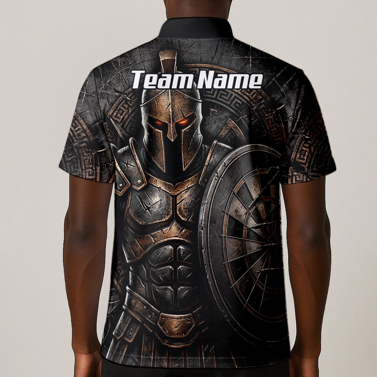 Personalised Spartan Warrior Dart Jersey for Men Custom Bronze Gladiator Design Polo Shirt Black A8783