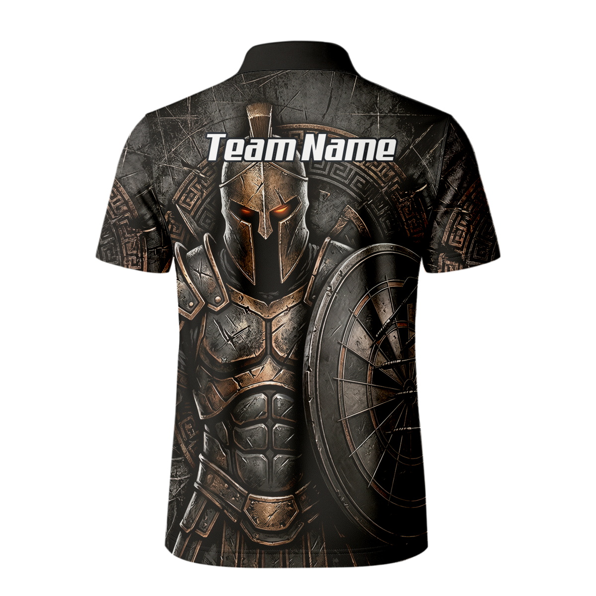 Personalised Spartan Warrior Dart Jersey for Men Custom Bronze Gladiator Design Polo Shirt Black A8783