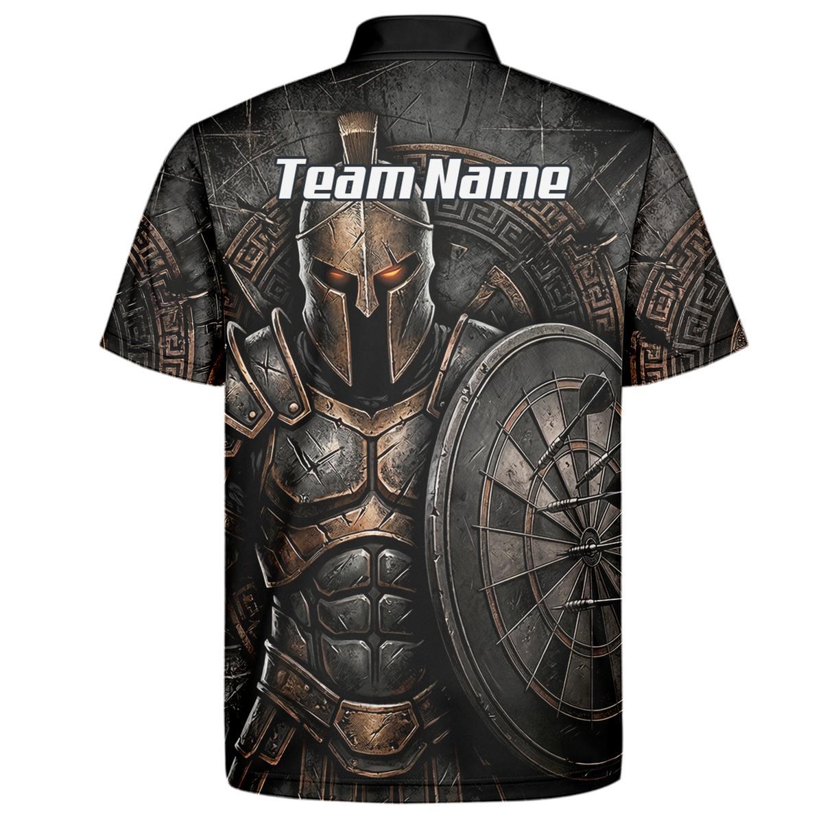 Personalised Spartan Warrior Dart Jersey for Men Custom Bronze Gladiator Design Polo Shirt Black A8783