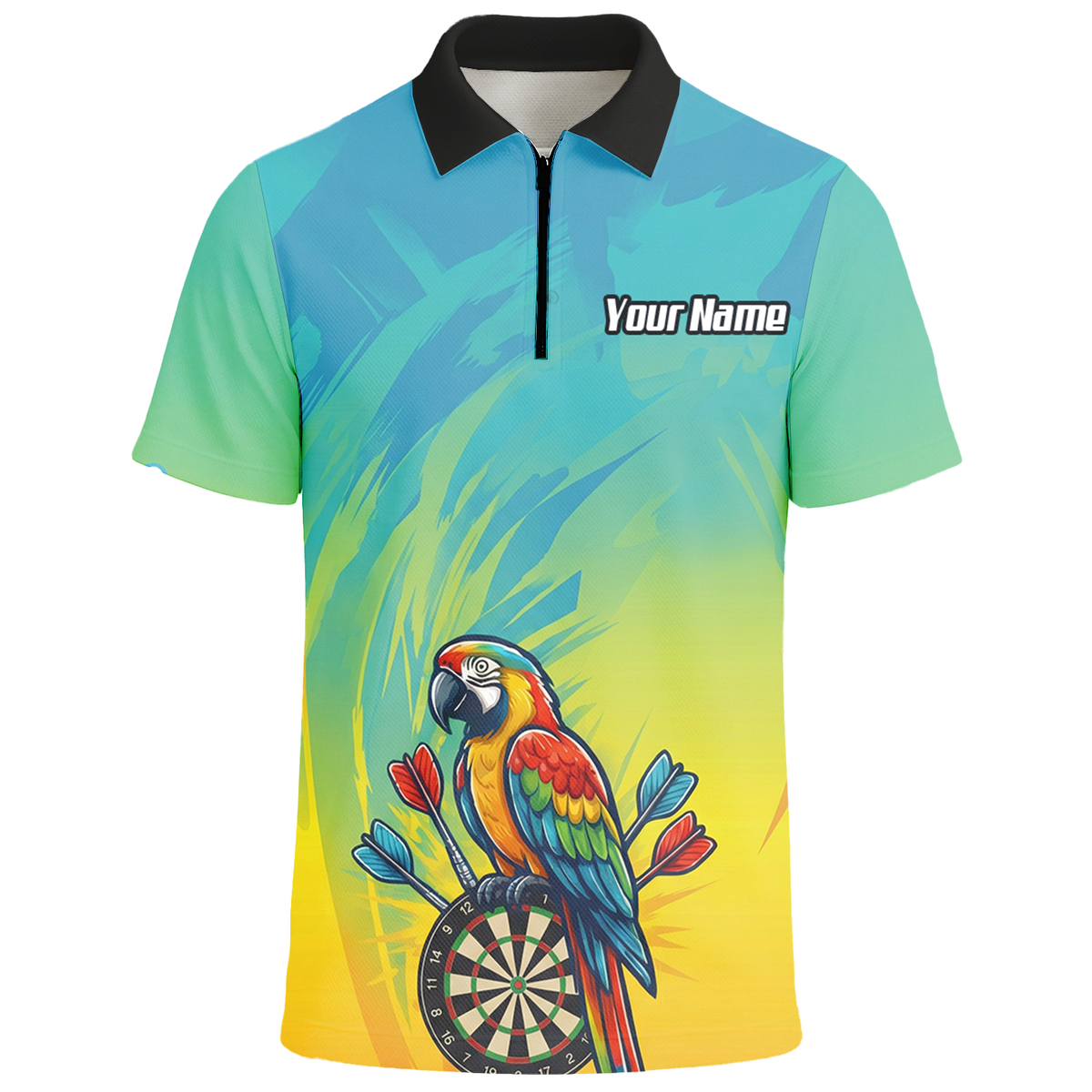 Personalised Tropical Parrot Dart Jersey Polo and Zipper For Men Custom Macaw Bird Blue Yellow B1654 - Polo -w Zipper Yes