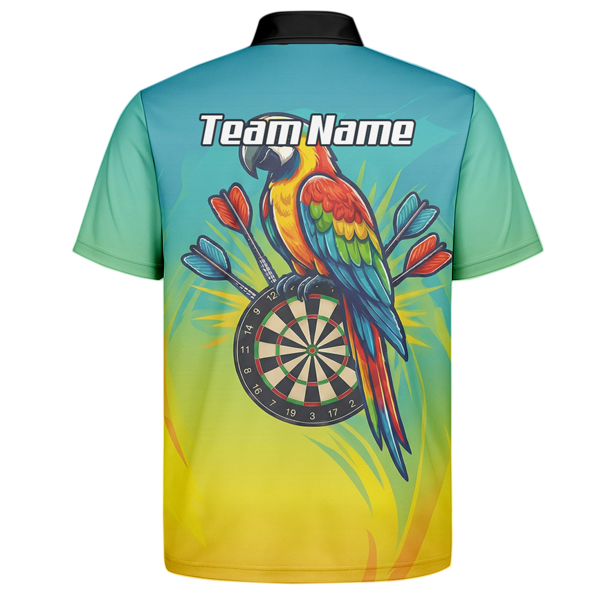 Personalised Tropical Parrot Dart Jersey Polo and Zipper For Men Custom Macaw Bird Blue Yellow B1654