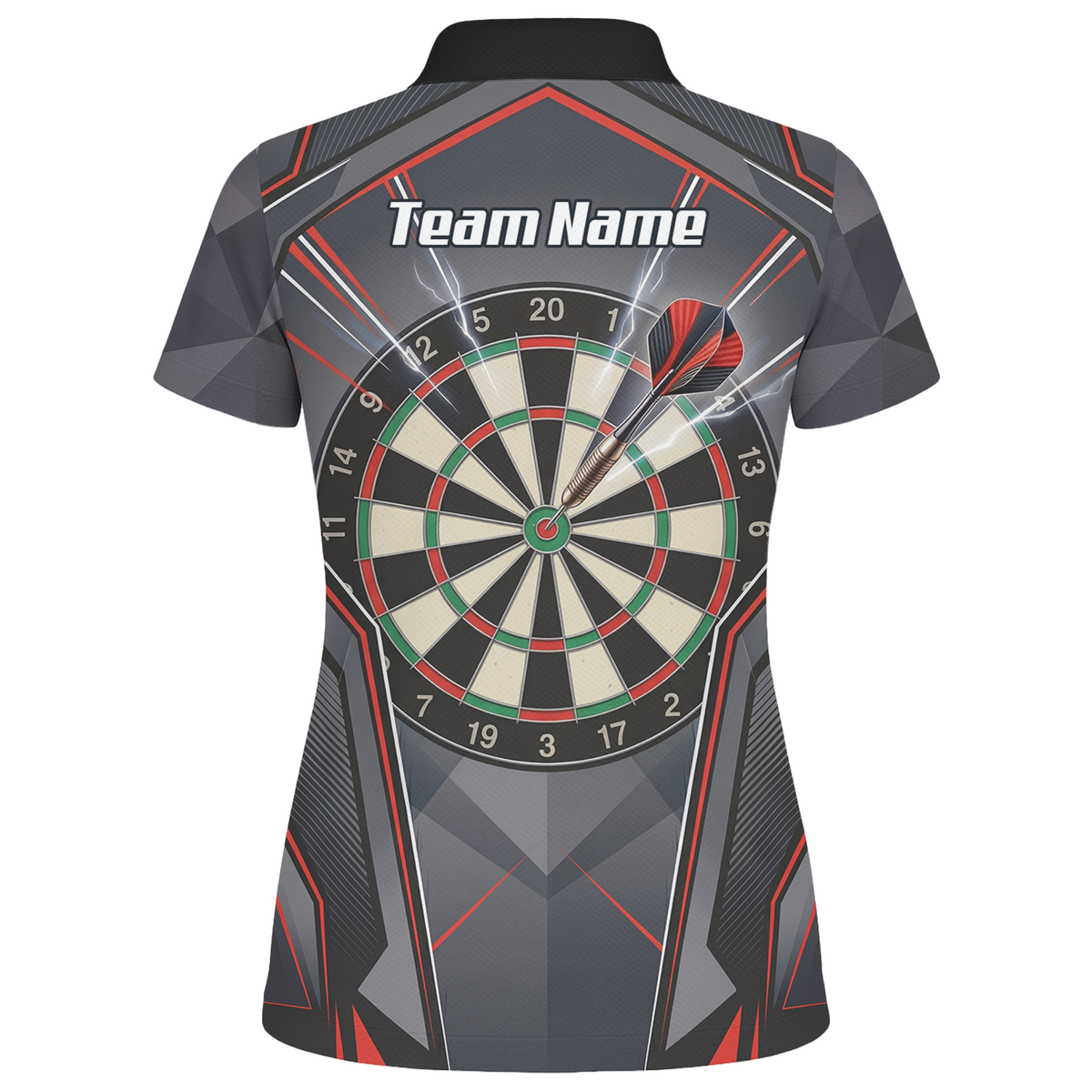 Personalised Dartboard Dart Jersey for Women Custom Name and Team Polo Shirt Grey Red Black B4204