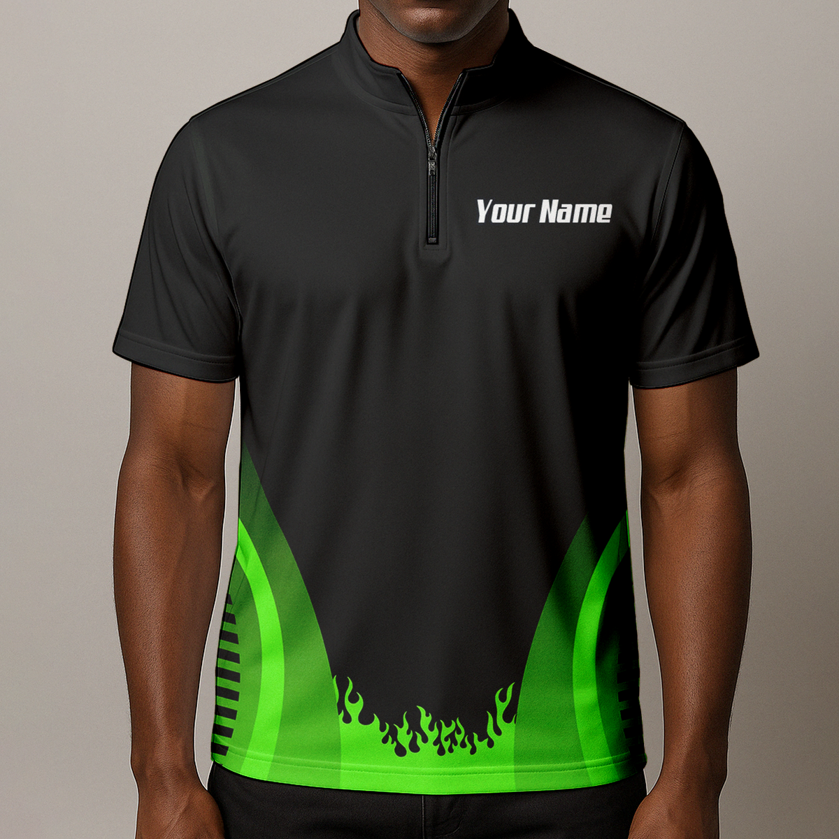 Personalised Grim Reaper Dart Jersey Polo and Zipper Black Green For Men B4487