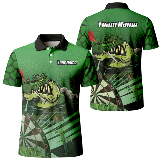Personalised Crocodile Alligator Dart Jersey Green Polo and Zipper For Men E0192 - Polo Yes