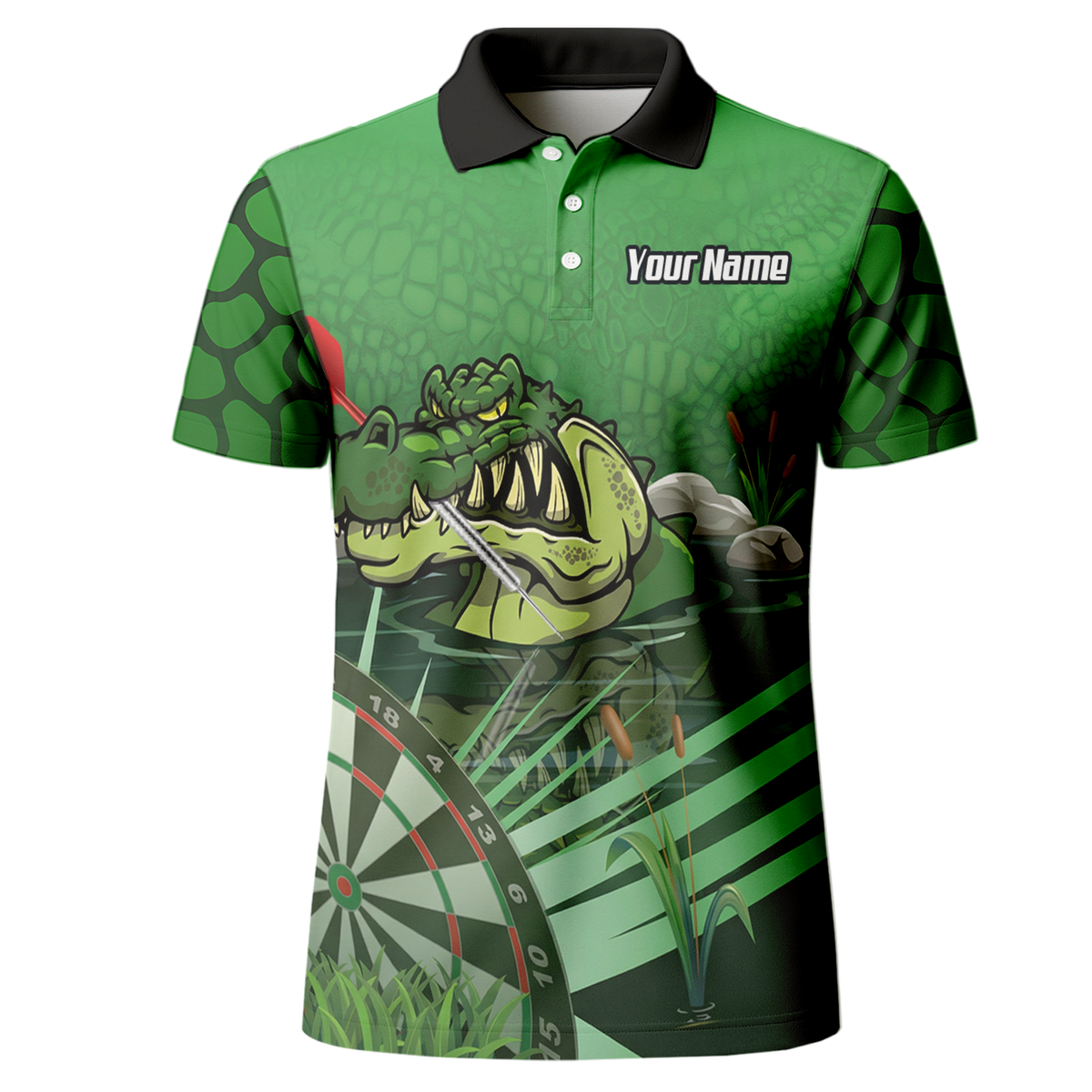 Personalised Crocodile Alligator Dart Jersey Green Polo and Zipper For Men E0192