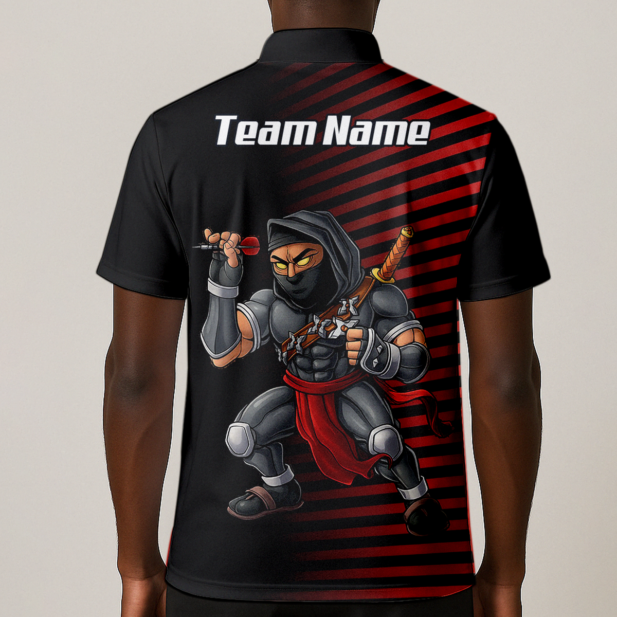 Personalised Ninja Assassin Dart Jersey Red Black Polo and Zipper For Men E1643