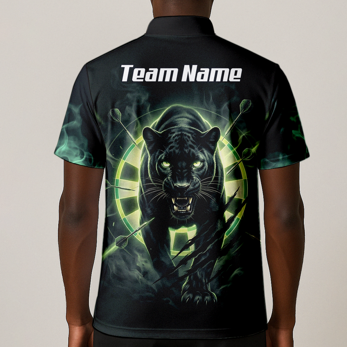 Personalised Black Panther Dart Jersey For Men Custom Neon Green Polo Shirt F5579