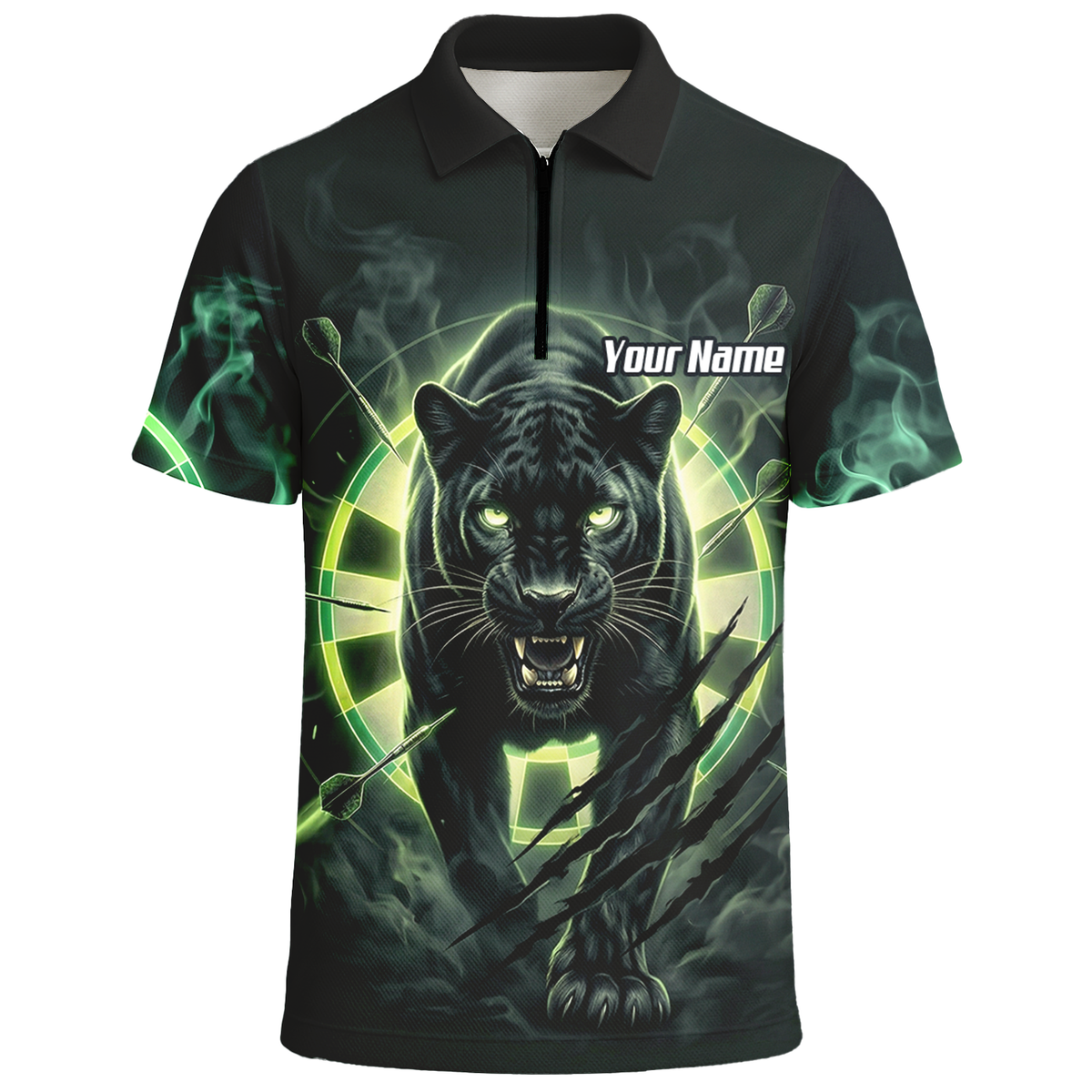 Personalised Black Panther Dart Jersey For Men Custom Neon Green Polo Shirt F5579