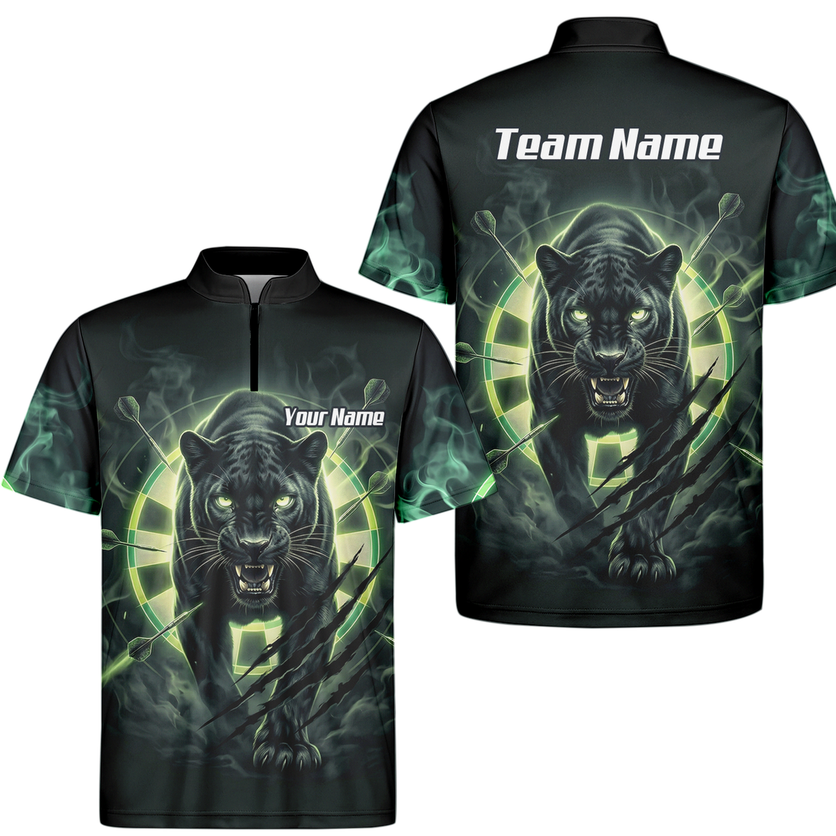 Personalised Black Panther Dart Jersey For Men Custom Neon Green Polo Shirt F5579