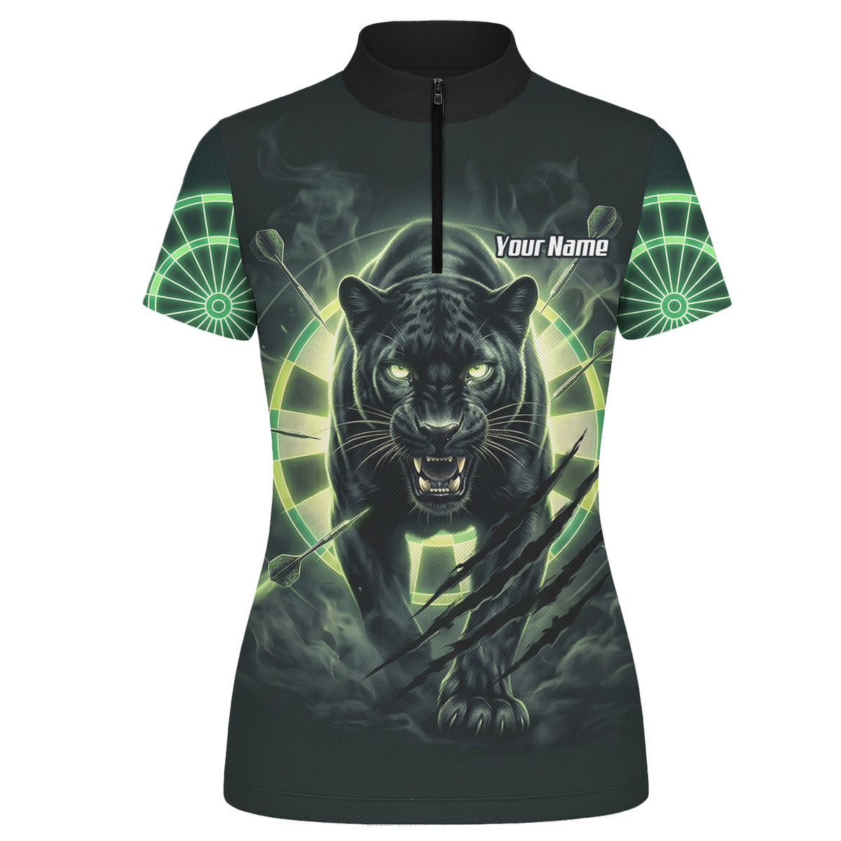 Personalised Black Panther Dart Jersey For Women Custom Neon Green Polo Shirt F5579
