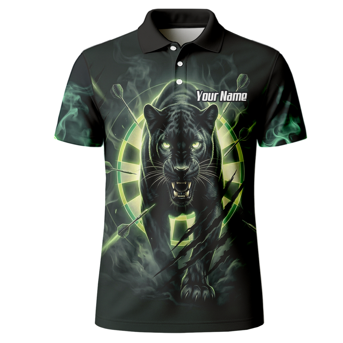 Personalised Black Panther Dart Jersey For Men Custom Neon Green Polo Shirt F5579