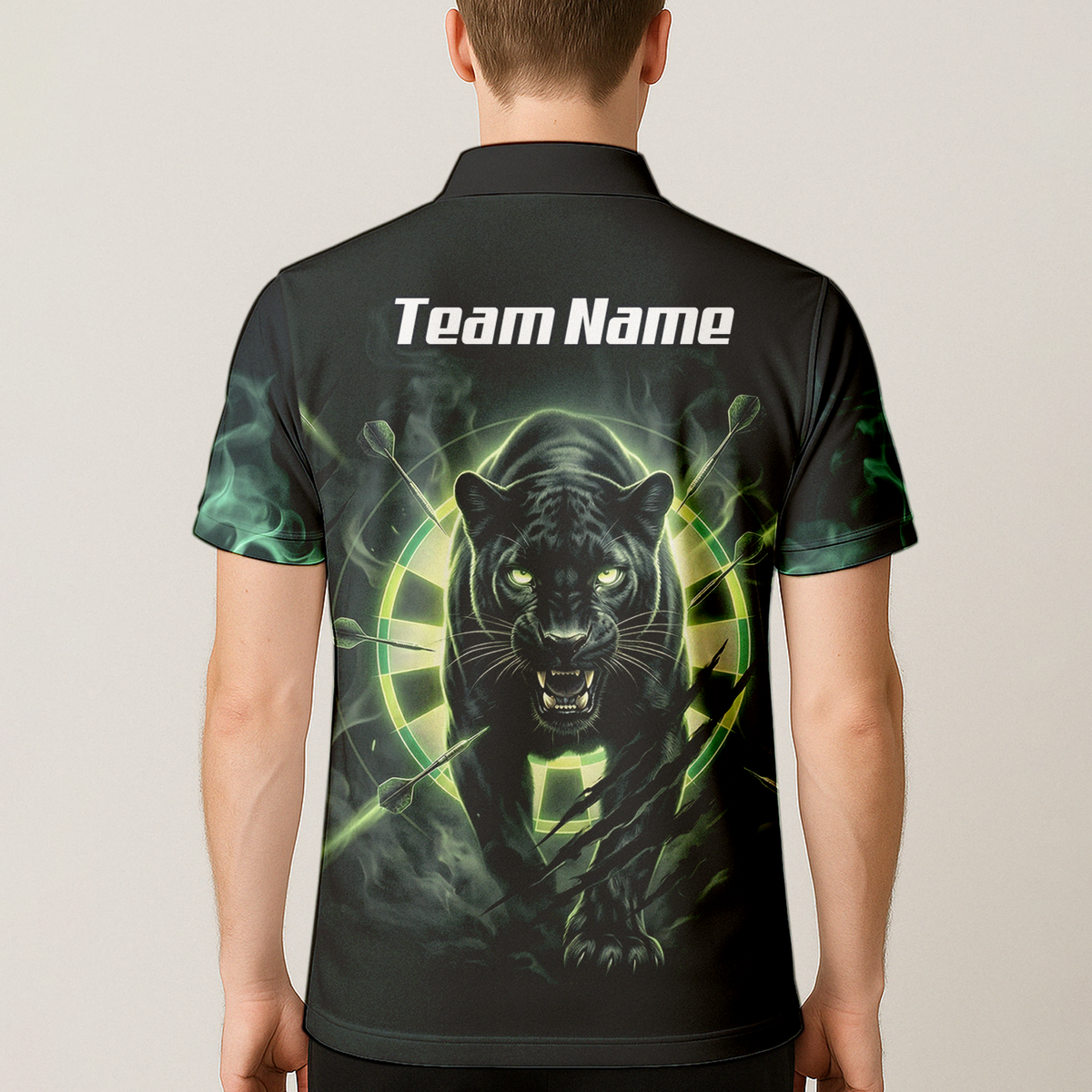 Personalised Black Panther Dart Jersey For Men Custom Neon Green Polo Shirt F5579
