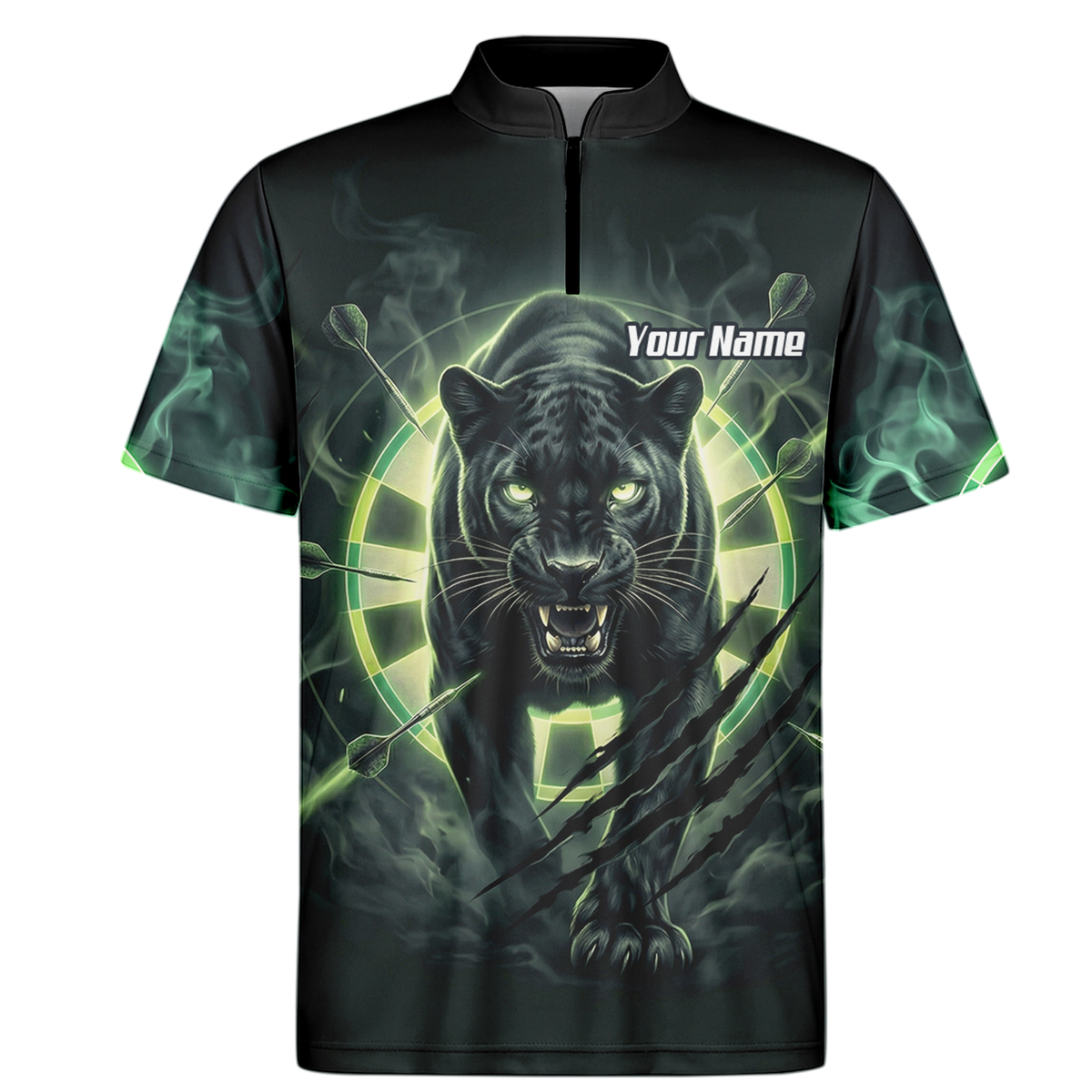 Personalised Black Panther Dart Jersey For Men Custom Neon Green Polo Shirt F5579