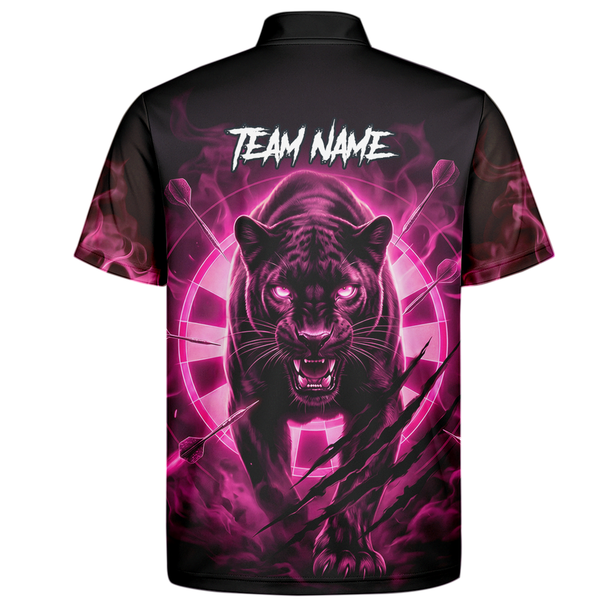 Personalised Black Panther Dart Jersey Polo and Zipper Neon Pink For Men F5579p