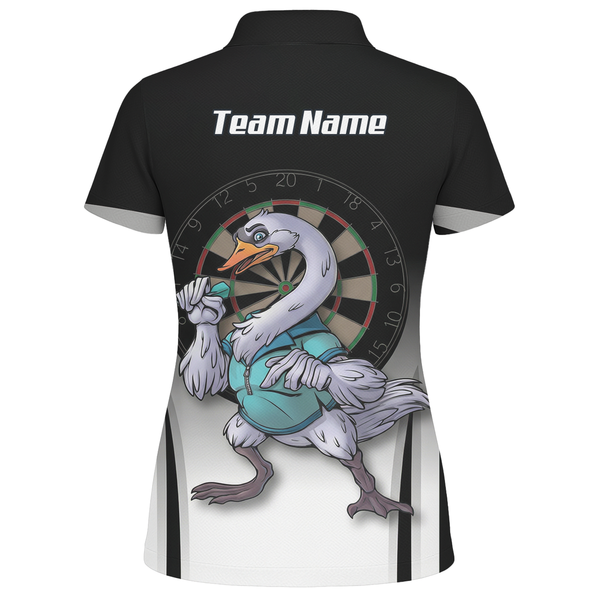 Personalised Swan Dart Jersey Polo and Zipper Black White Gradient For Women F9316