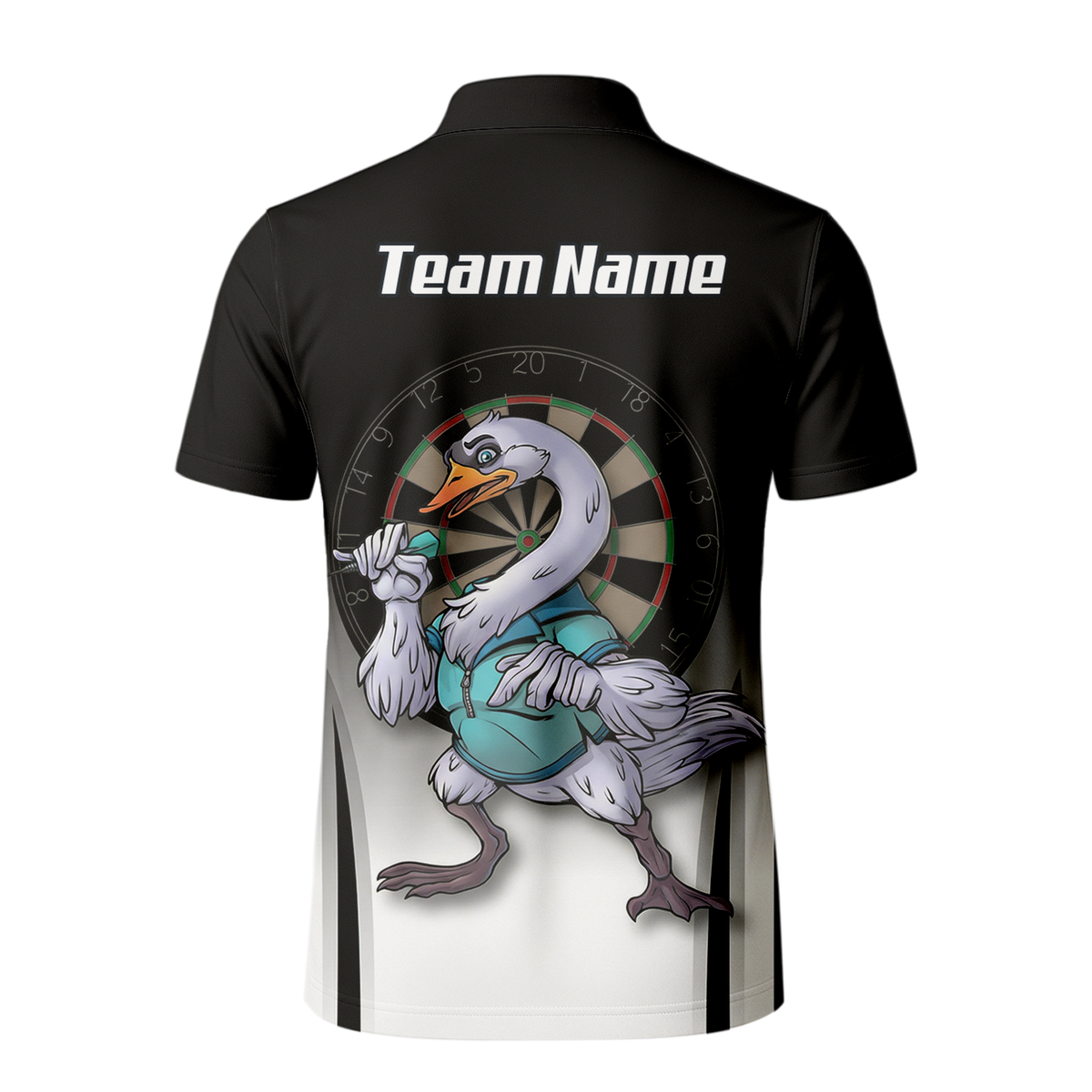 Personalised Swan Dart Jersey Polo and Zipper Black White Gradient For Men F9316