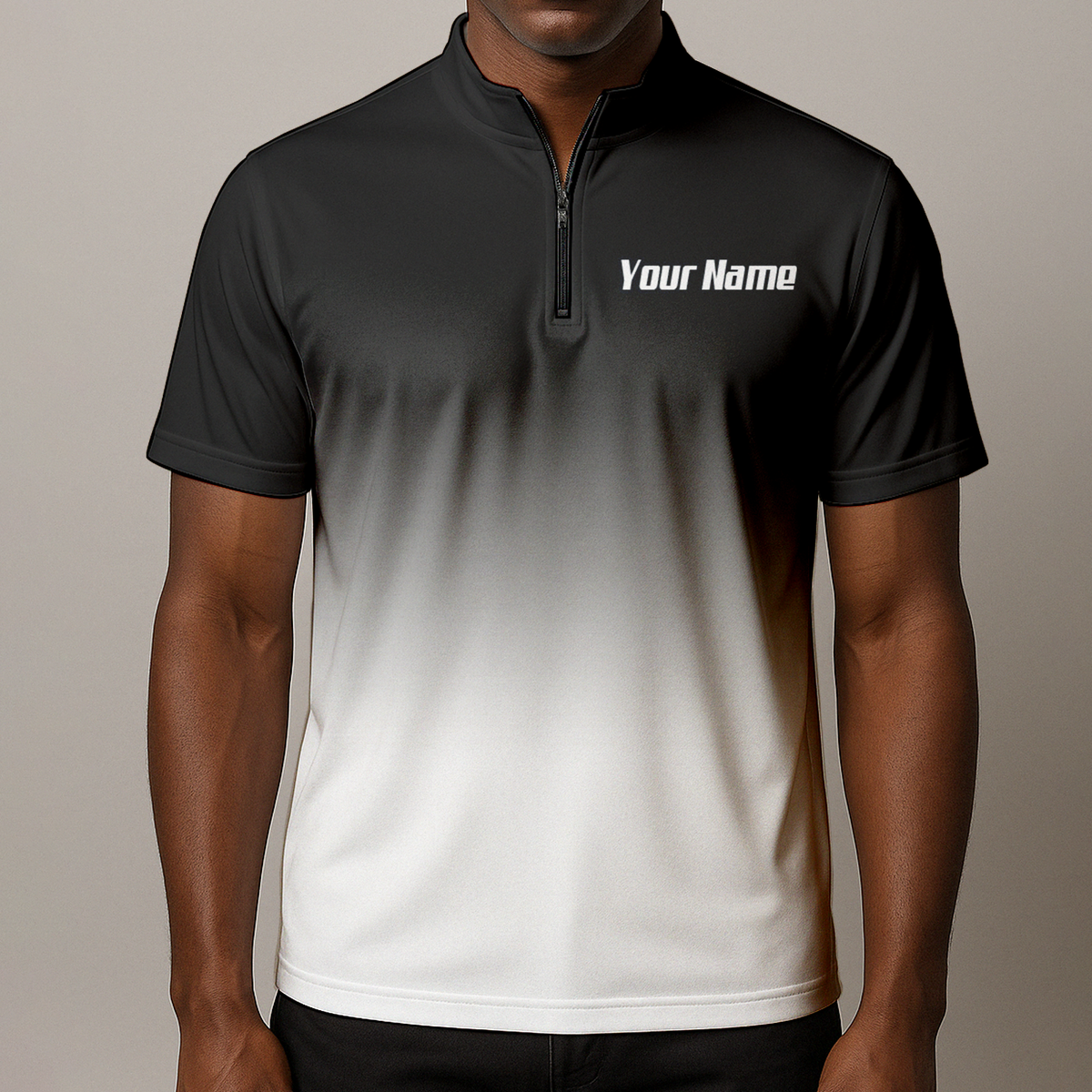 Personalised Swan Dart Jersey Polo and Zipper Black White Gradient For Men F9316