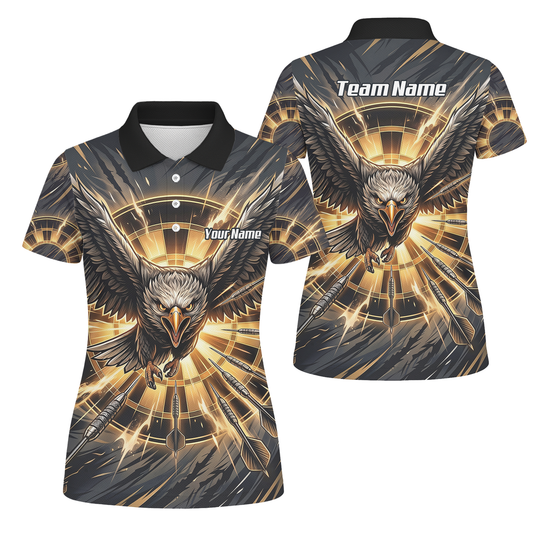 Personalised Eagle Dart Jersey for Women Custom Name and Team Dartboard Polo Shirt Black Gold G2102