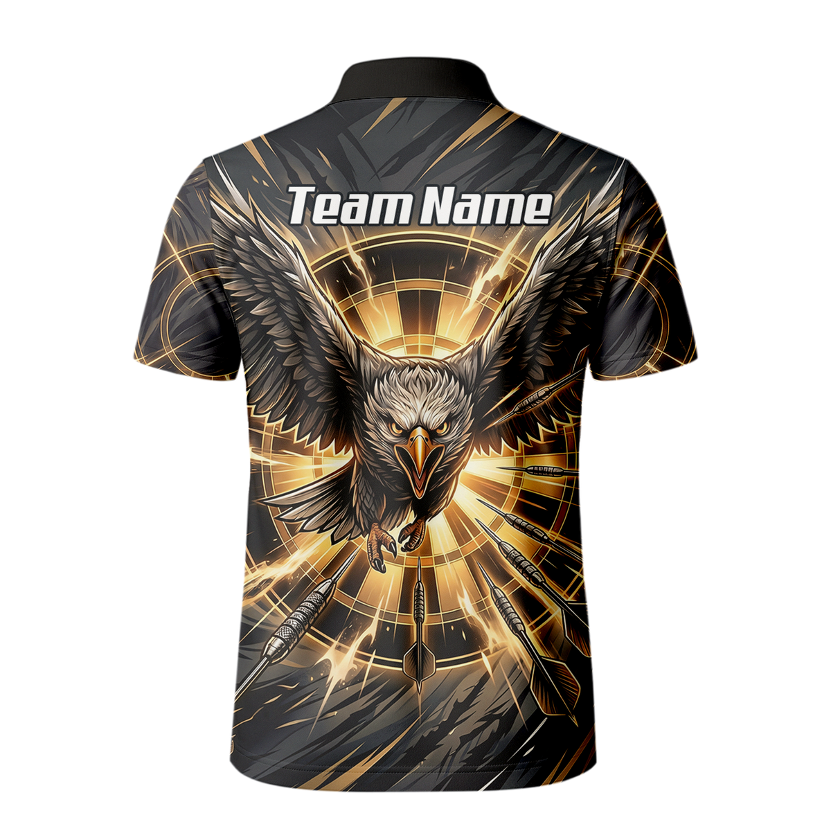 Personalised Eagle Dart Jersey for Men Custom Name and Team Dartboard Polo Shirt Black Gold G2102