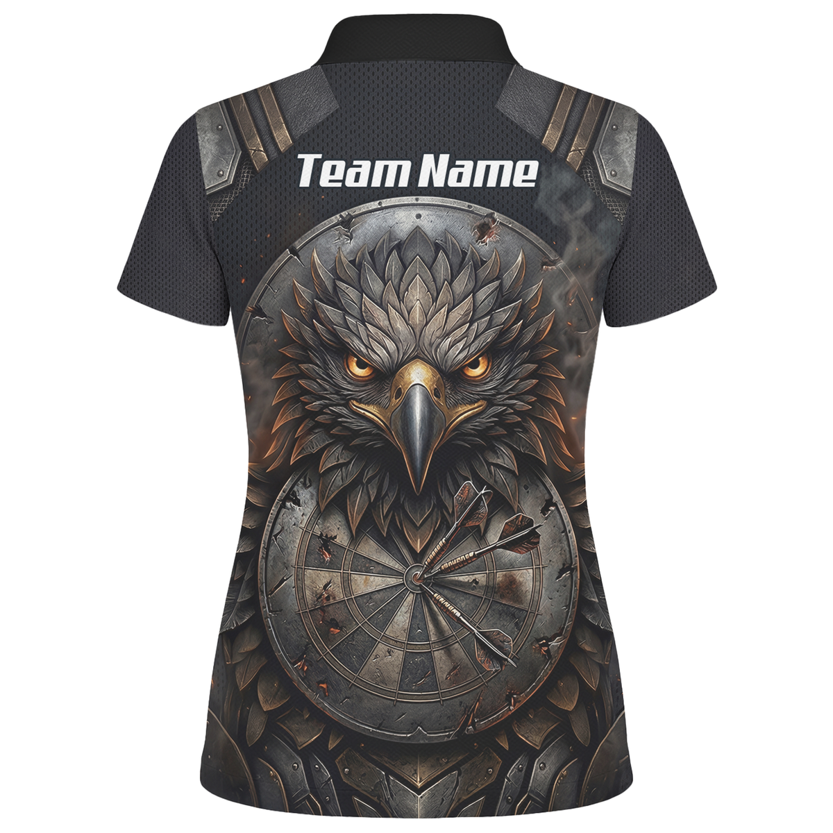 Personalised Women's Eagle Shield Dart Jersey Custom Name Team Polo Shirt Black Bronze G4208