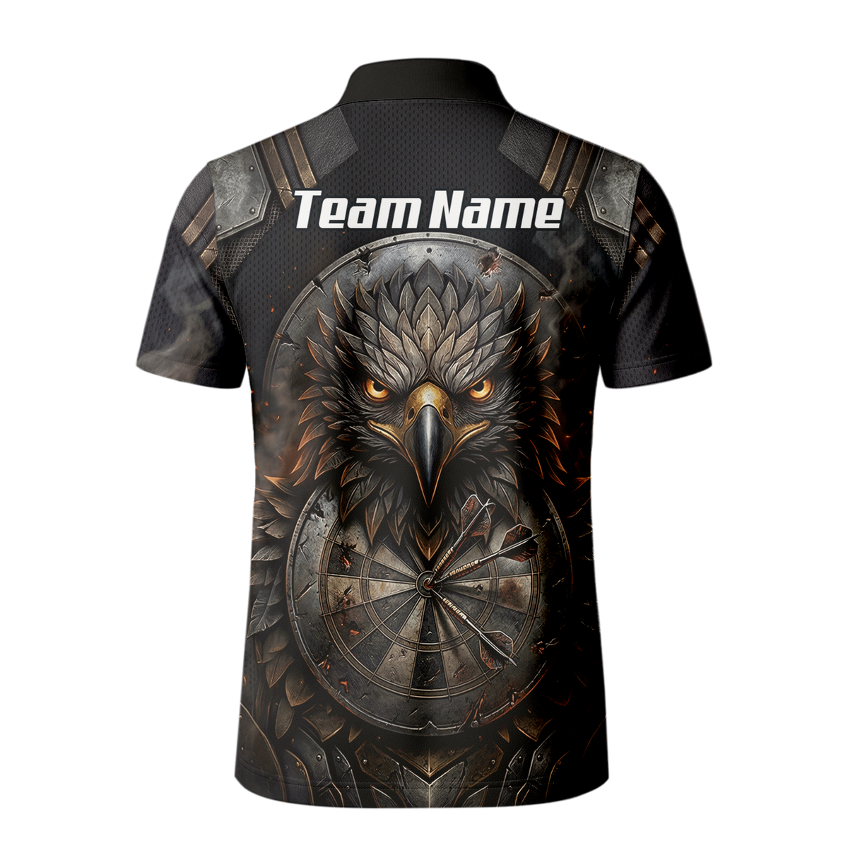 Personalised Men's Eagle Shield Dart Jersey Custom Name Team Polo Shirt Black Bronze G4208