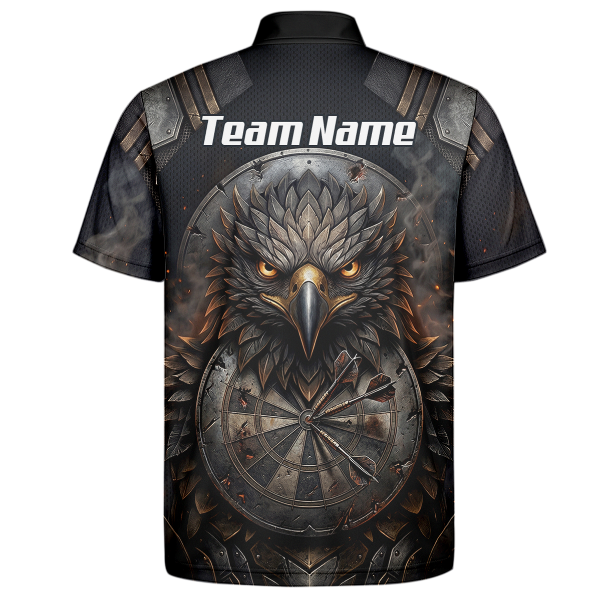 Personalised Men's Eagle Shield Dart Jersey Custom Name Team Polo Shirt Black Bronze G4208
