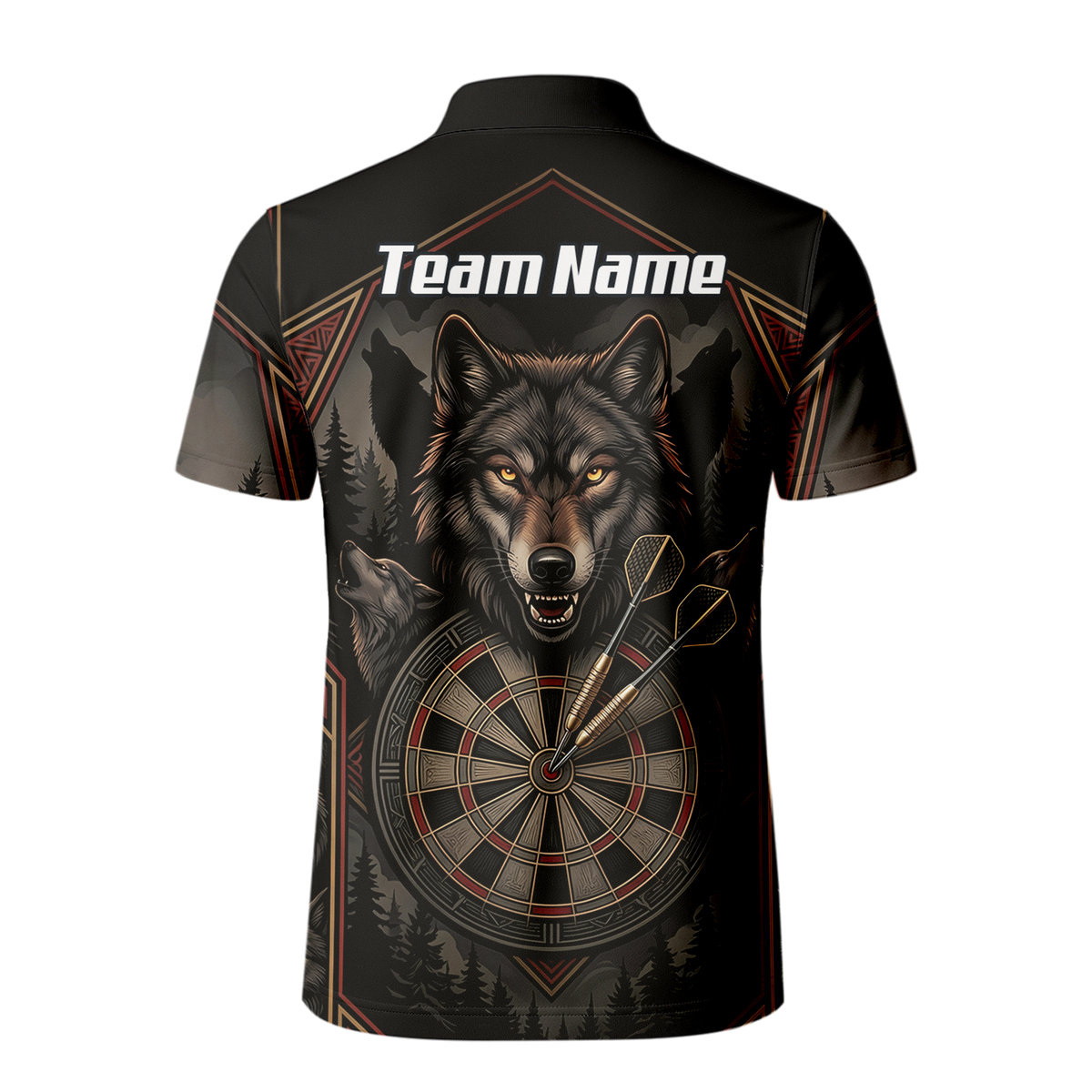 Personalised Wolf Dart Jersey for Men Custom Team Name Dart Shirt Black Grey Polo G4991