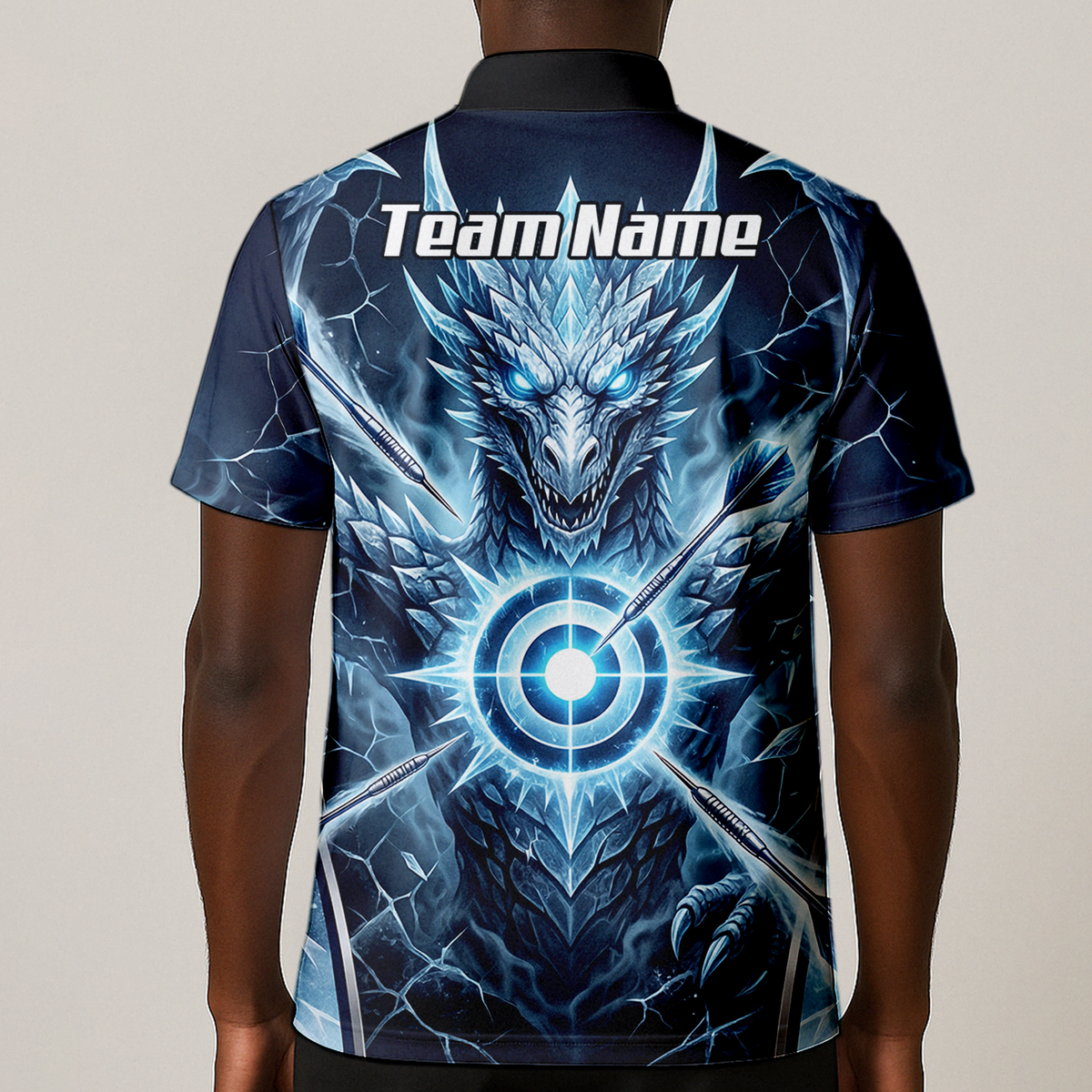 Personalised Ice Dragon Dart Jersey for Men Custom Blue Frost Dart Shirt Polo G6897