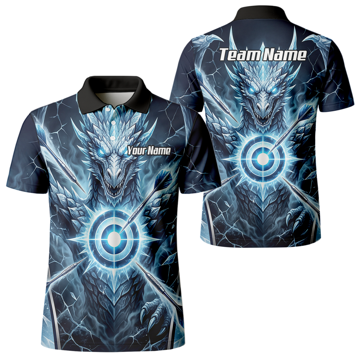 Personalised Ice Dragon Dart Jersey for Men Custom Blue Frost Dart Shirt Polo G6897