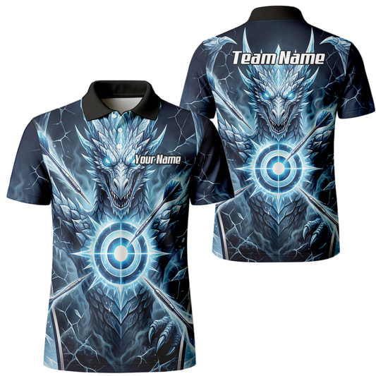 Personalised Ice Dragon Dart Jersey for Men Custom Blue Frost Dart Shirt Polo G6897