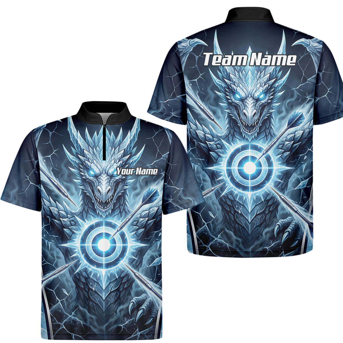 Personalised Ice Dragon Dart Jersey for Men Custom Blue Frost Dart Shirt Polo G6897