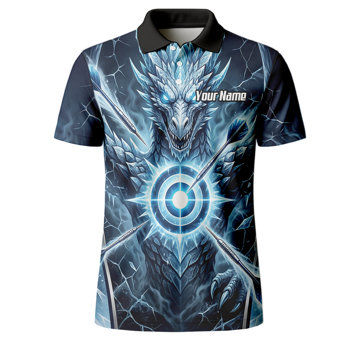 Personalised Ice Dragon Dart Jersey for Men Custom Blue Frost Dart Shirt Polo G6897
