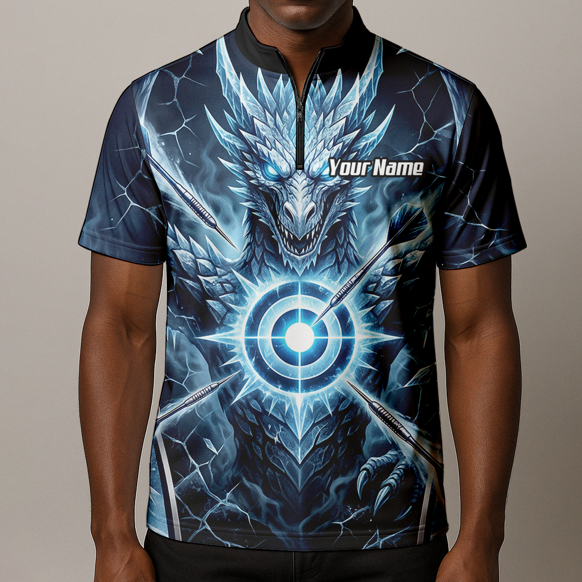 Personalised Ice Dragon Dart Jersey for Men Custom Blue Frost Dart Shirt Polo G6897