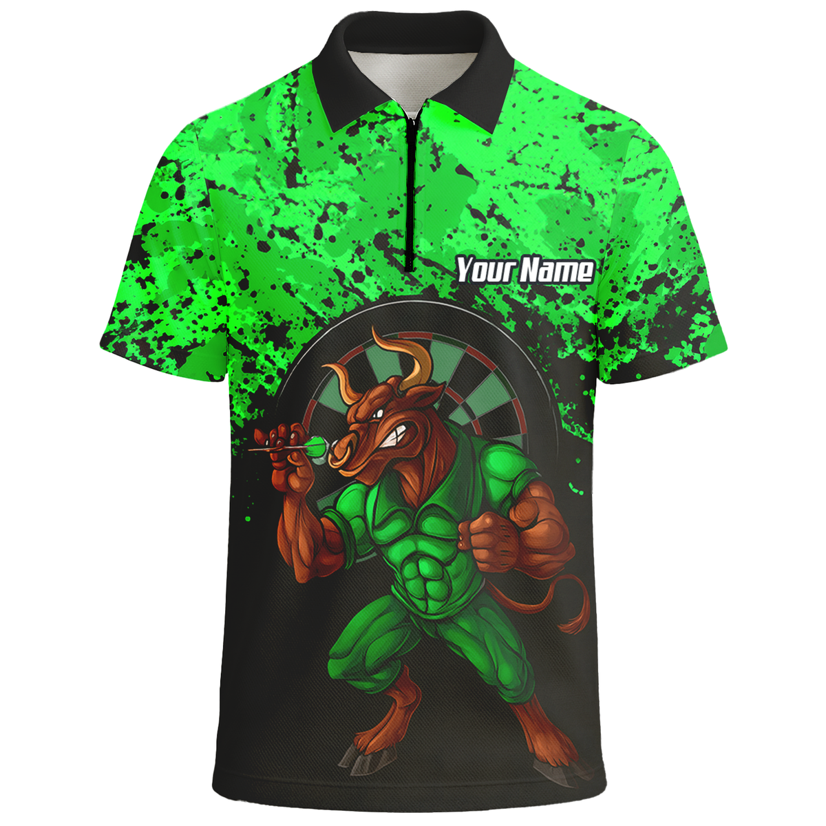 Personalised Raging Bull Dart Jersey Polo and Zipper Green Black For Men GR5112