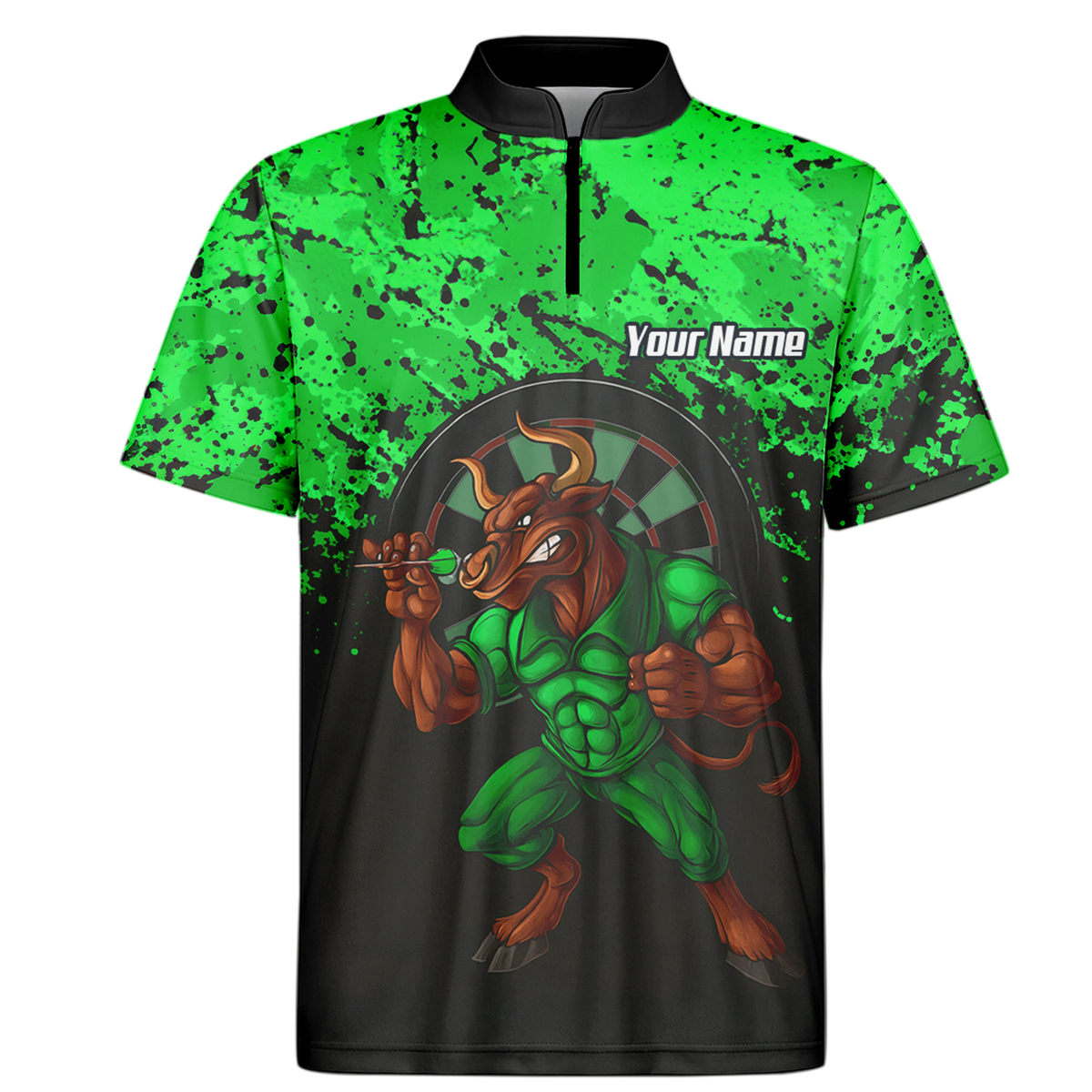 Personalised Raging Bull Dart Jersey Polo and Zipper Green Black For Men GR5112