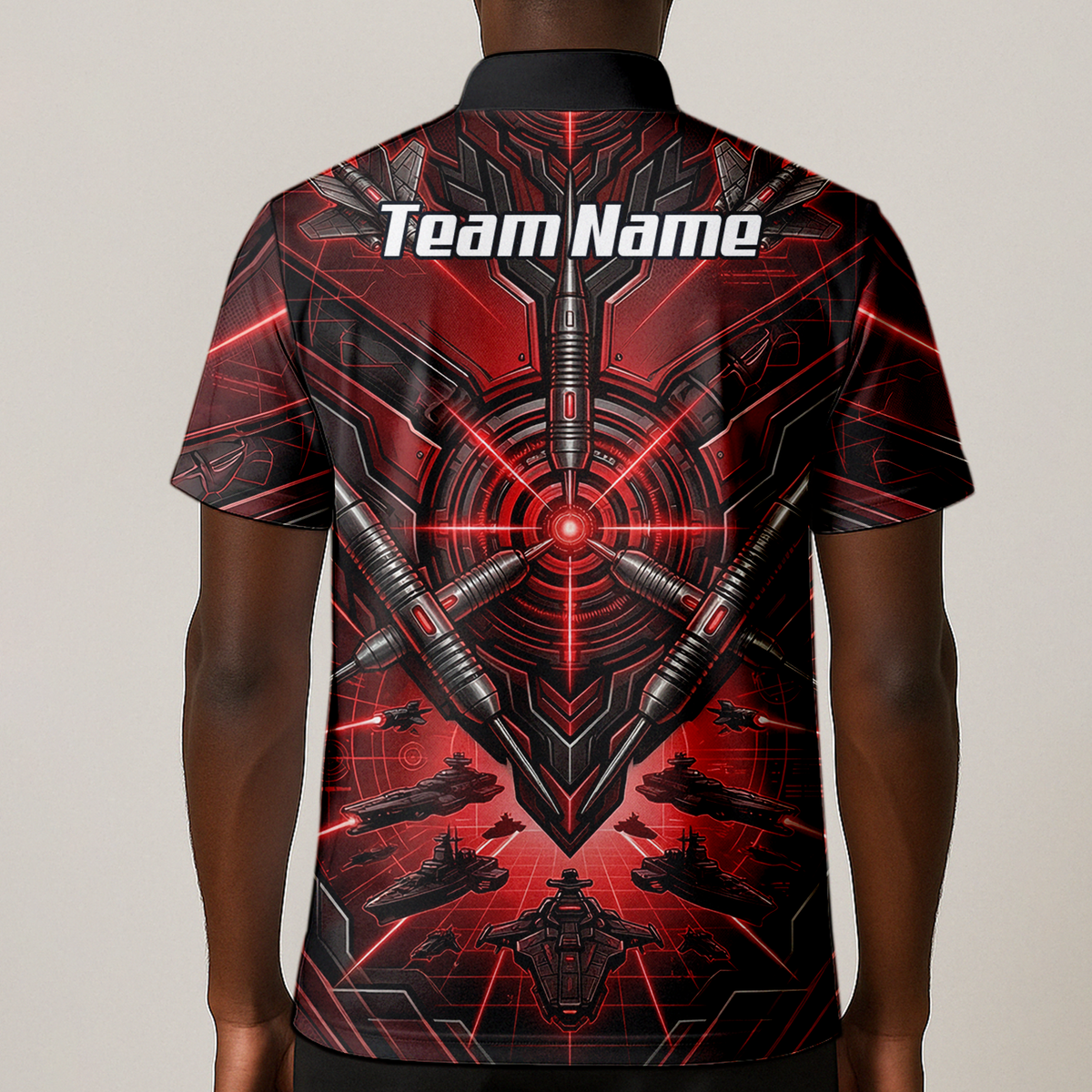 Personalised Red Black Futuristic Sci-Fi Dart Jersey for Men Custom Darts Polo Shirt H6778