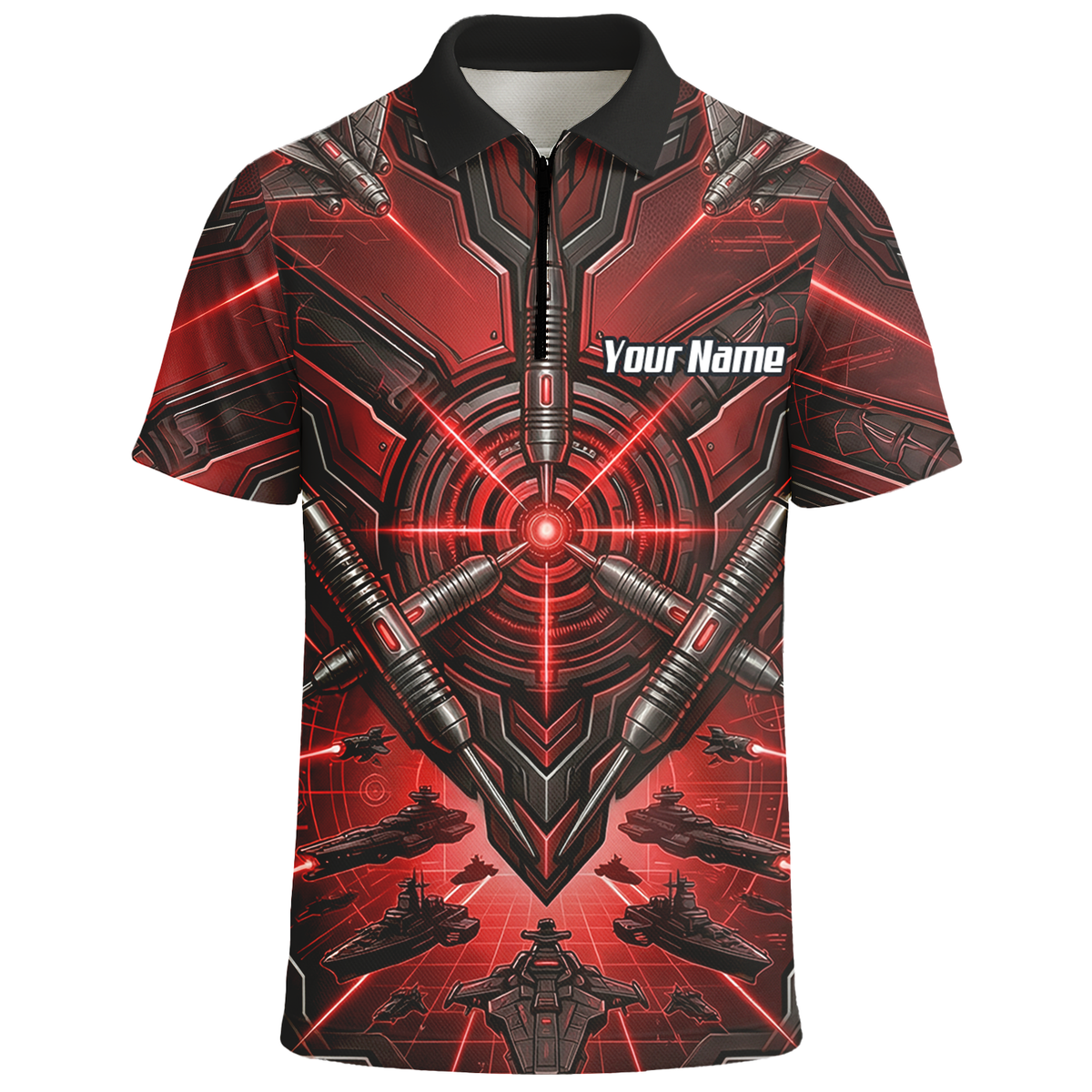 Personalised Red Black Futuristic Sci-Fi Dart Jersey for Men Custom Darts Polo Shirt H6778