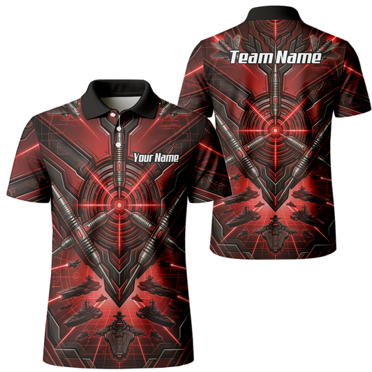 Personalised Red Black Futuristic Sci-Fi Dart Jersey for Men Custom Darts Polo Shirt H6778