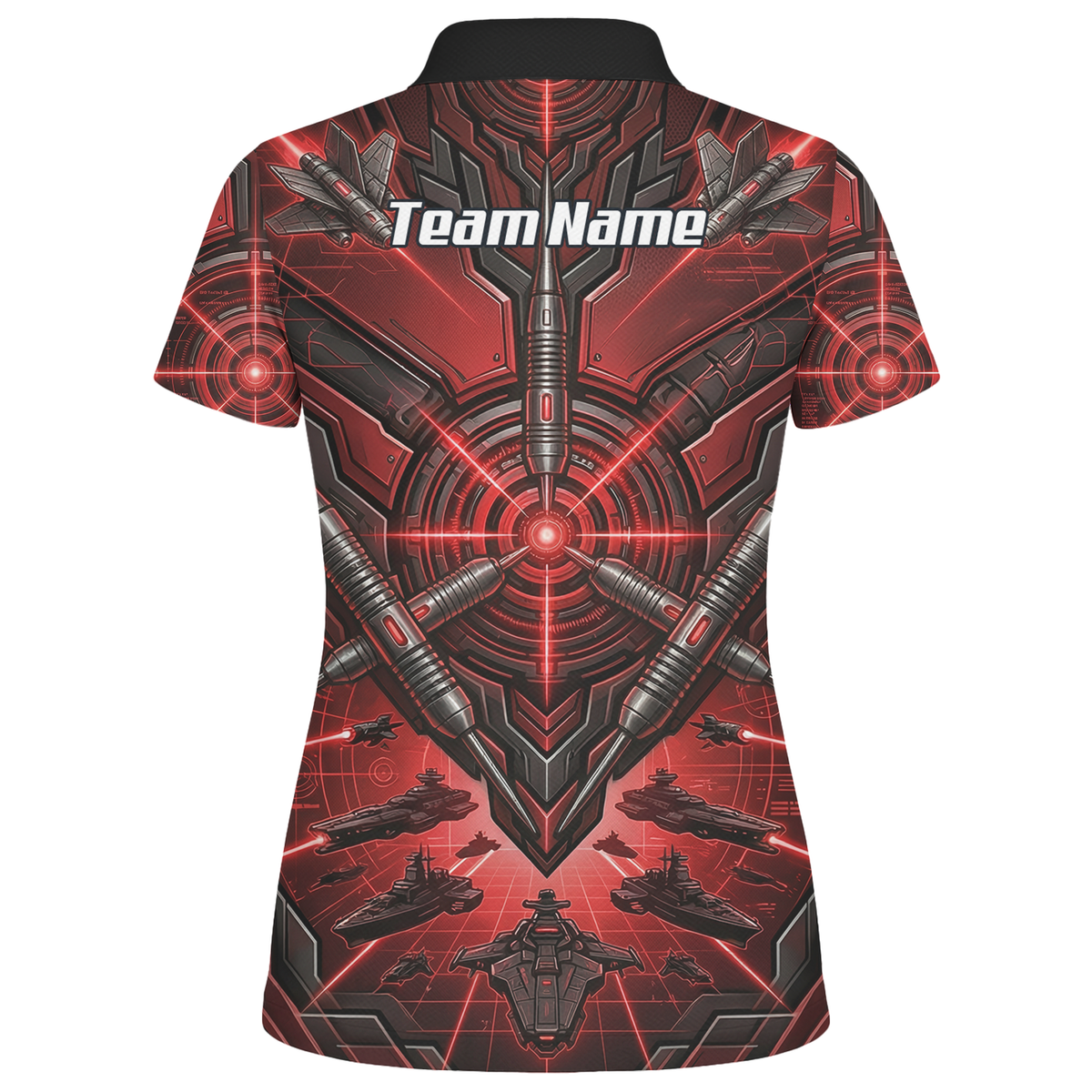 Personalised Red Black Futuristic Sci-Fi Dart Jersey for Women Custom Darts Polo Shirt H6778