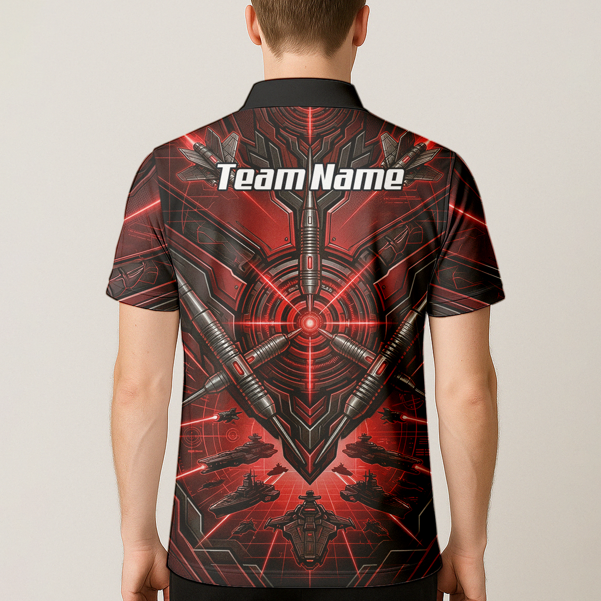 Personalised Red Black Futuristic Sci-Fi Dart Jersey for Men Custom Darts Polo Shirt H6778